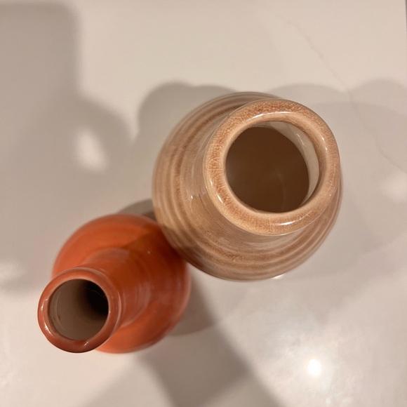 Crate&Barrel Orange and Tan Ceramic Vases Accents - Picture 2 of 3